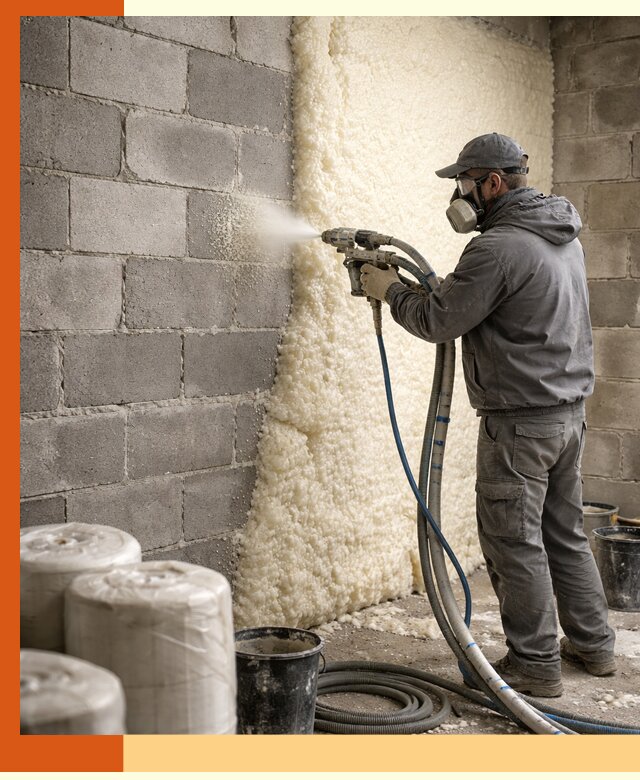 Утепление блочной стены ППУ в Салехарде качественно и надёжно